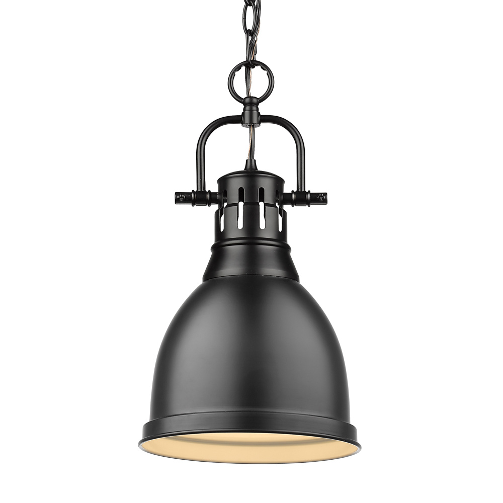 Yep by Golden Lighting Duncan 1-light 9in Chain Hung Pendant in Matte Black